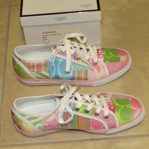 NEW Coach Patchwork Sneakers Dawnell Signature C Pastels 6 - Picture 3 of 8